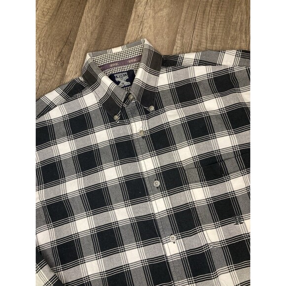 Wrangler 20X Mens L Western Plaid Long Sleeve Button Down Flip Cuff Black White - Picture 2 of 7